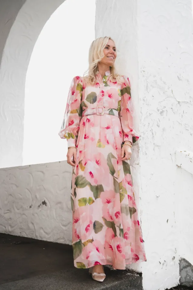 Organza Belt Dress Rosette
