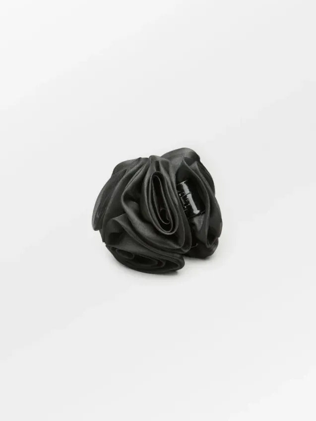 Organza Flower Hair Claw Black