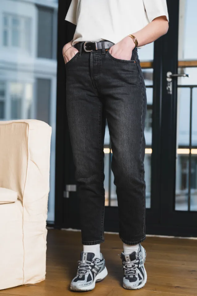 501 Original Cropped Jeans Black Distance