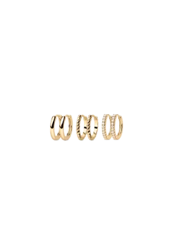 3-Pack Mini Huggie Hoops Gold