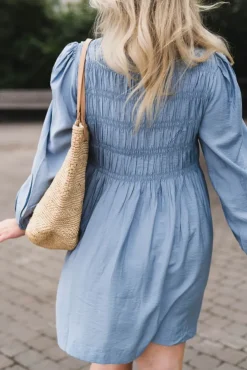 Pala LS Smock Shirt Dress Windward Blue