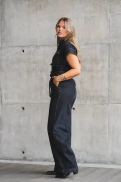 Pancy Zip Jumpsuit Black