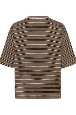 Pannie Oversize T-Shirt Melange Coffee Quartz Melange Stripes