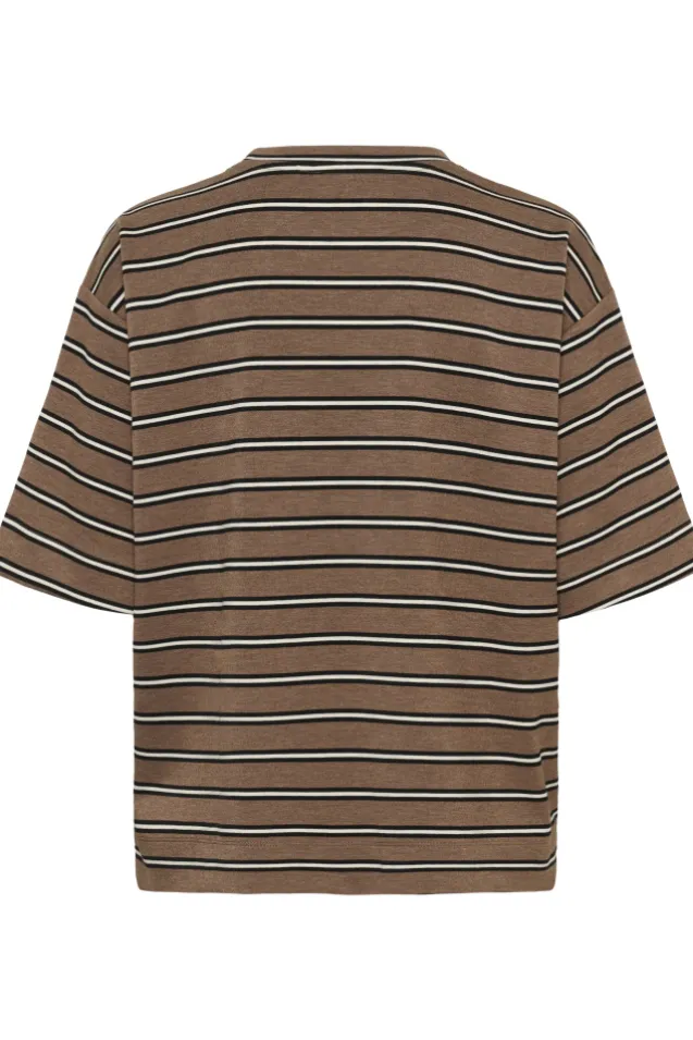 Pannie Oversize T-Shirt Melange Coffee Quartz Melange Stripes