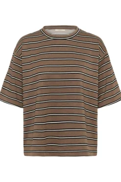 Pannie Oversize T-Shirt Melange Coffee Quartz Melange Stripes