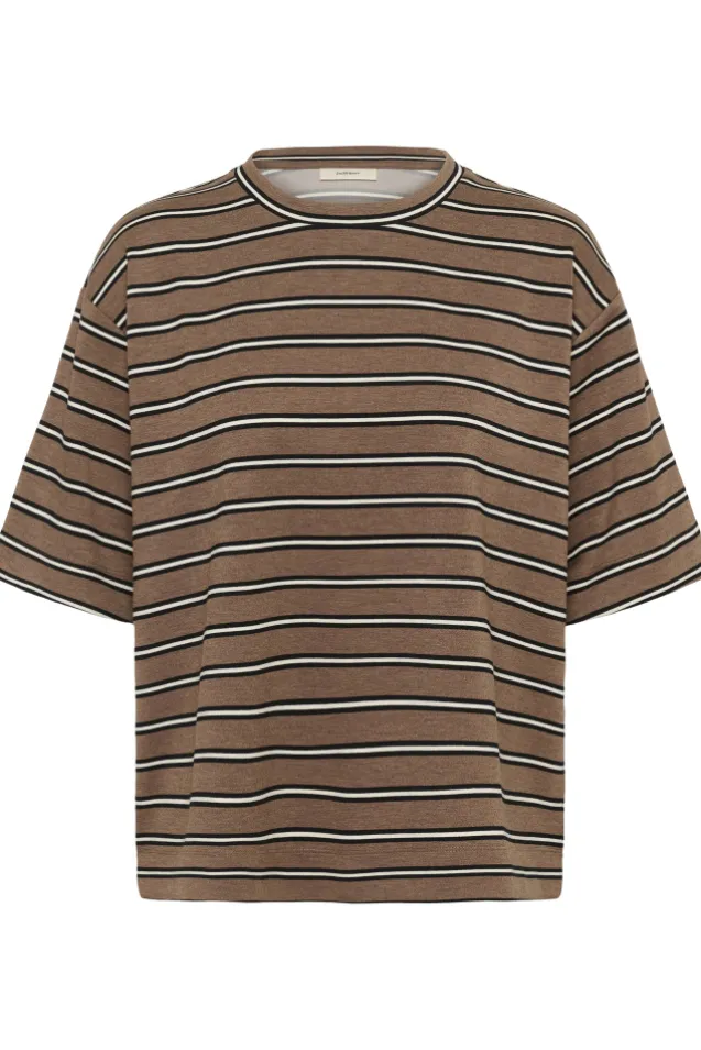 Pannie Oversize T-Shirt Melange Coffee Quartz Melange Stripes