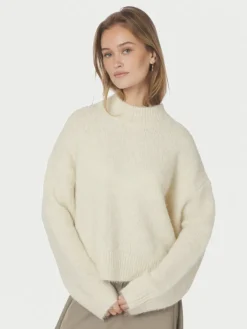 Paulina Fluffy Knit Blouse Offwhite