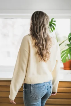Paulina Fluffy Knit Blouse Offwhite