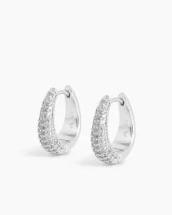 Pavé Ellipse Earrings Silver