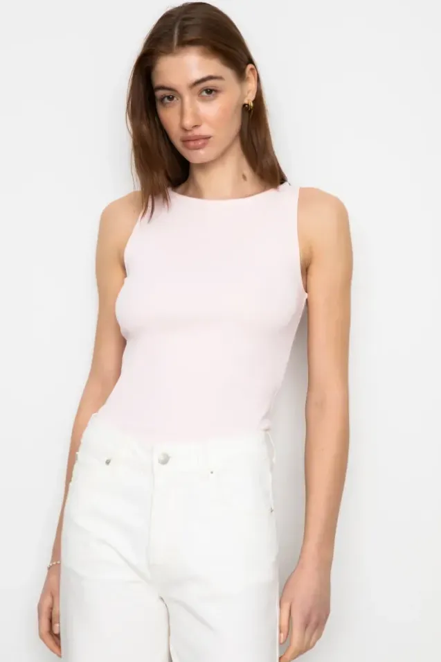 Peggy Rib Boatneck Top Light Pink