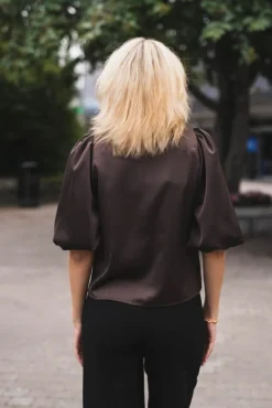 Pella 2/4 V-Neck Top Chocolate Brown