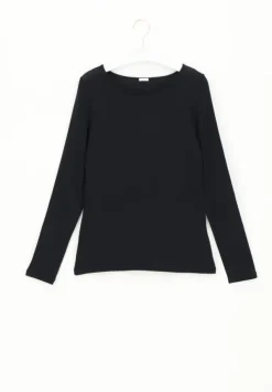 Perfect Line Cashmere Lace T-Shirt Long Sleeve Black