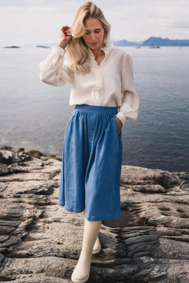 Pernilla HW Skirt Mid Blue Wash