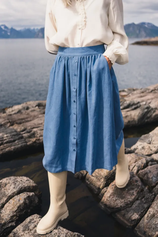 Pernilla HW Skirt Mid Blue Wash