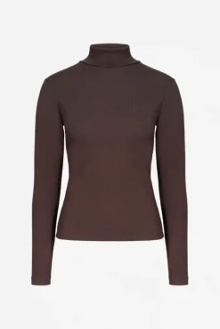 Petra Rib Turtleneck Dark Brown