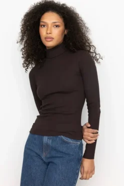Petra Rib Turtleneck Dark Brown
