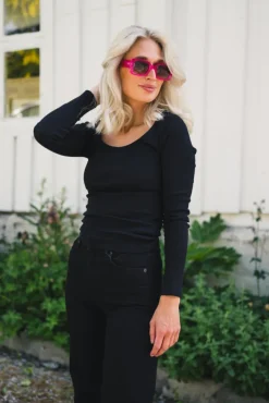 Polly Rib Scoop Neck Black
