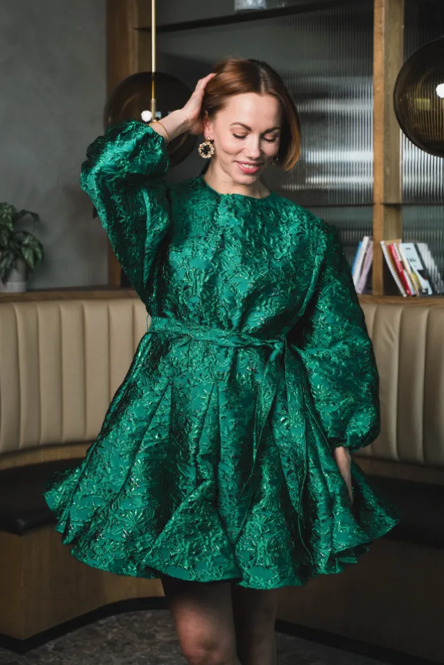 Poppi Metallic Dress Green