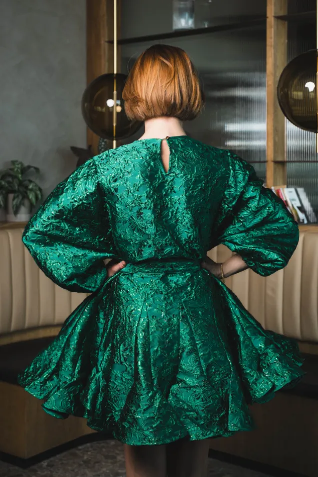 Poppi Metallic Dress Green