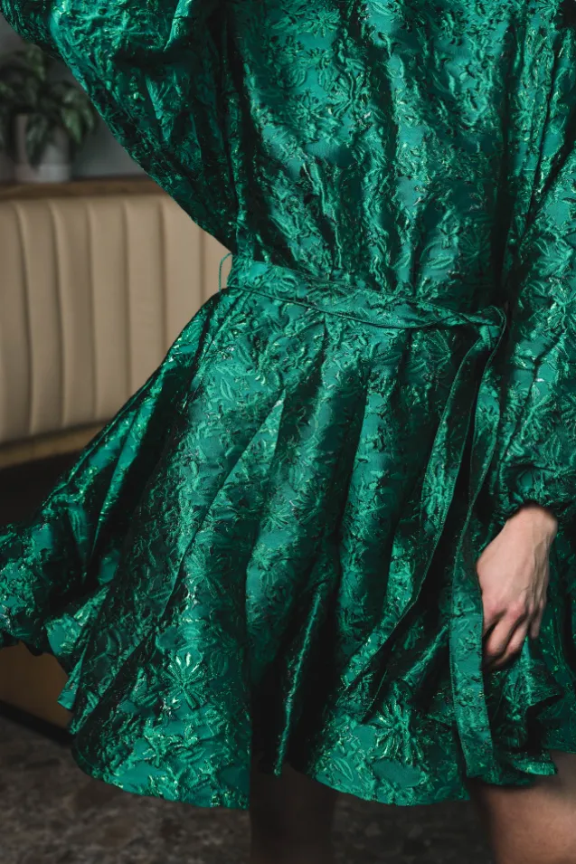 Poppi Metallic Dress Green