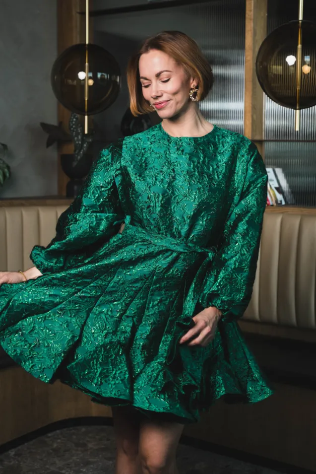 Poppi Metallic Dress Green