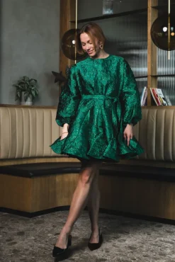 Poppi Metallic Dress Green