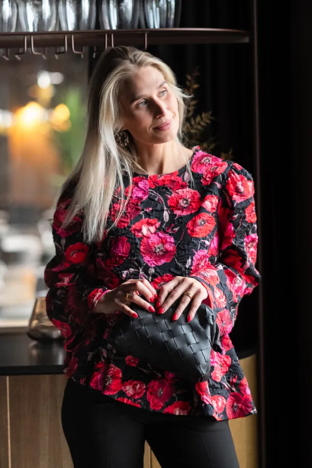 Poppina LS Top Black Poppina Aop