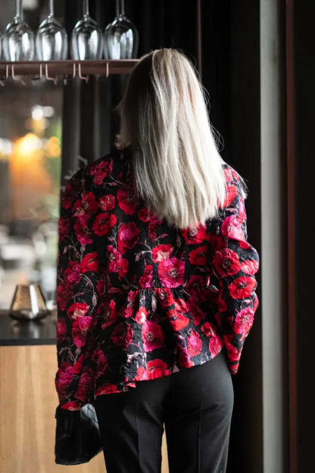 Poppina LS Top Black Poppina Aop