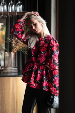 Poppina LS Top Black Poppina Aop