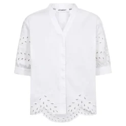 Poppy Emb V-Shirt White