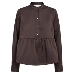 Poppy LS Flare Blouse Dark Brown