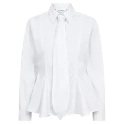 Poppy Peplum Tie Shirt White