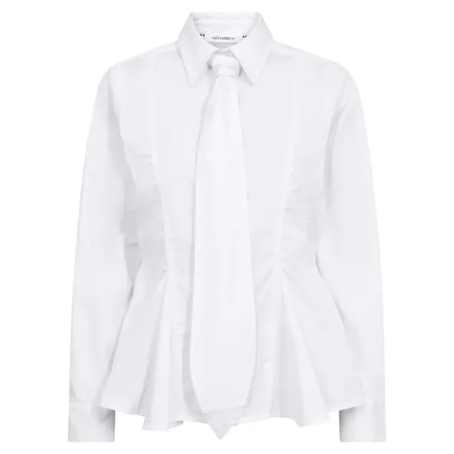 Poppy Peplum Tie Shirt White