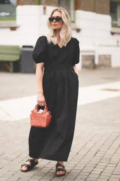 Poppy Pleat Dress Black