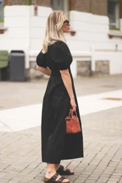 Poppy Pleat Dress Black