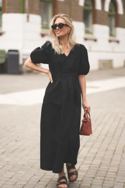Poppy Pleat Dress Black