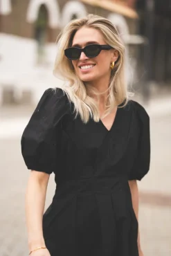 Poppy Pleat Dress Black