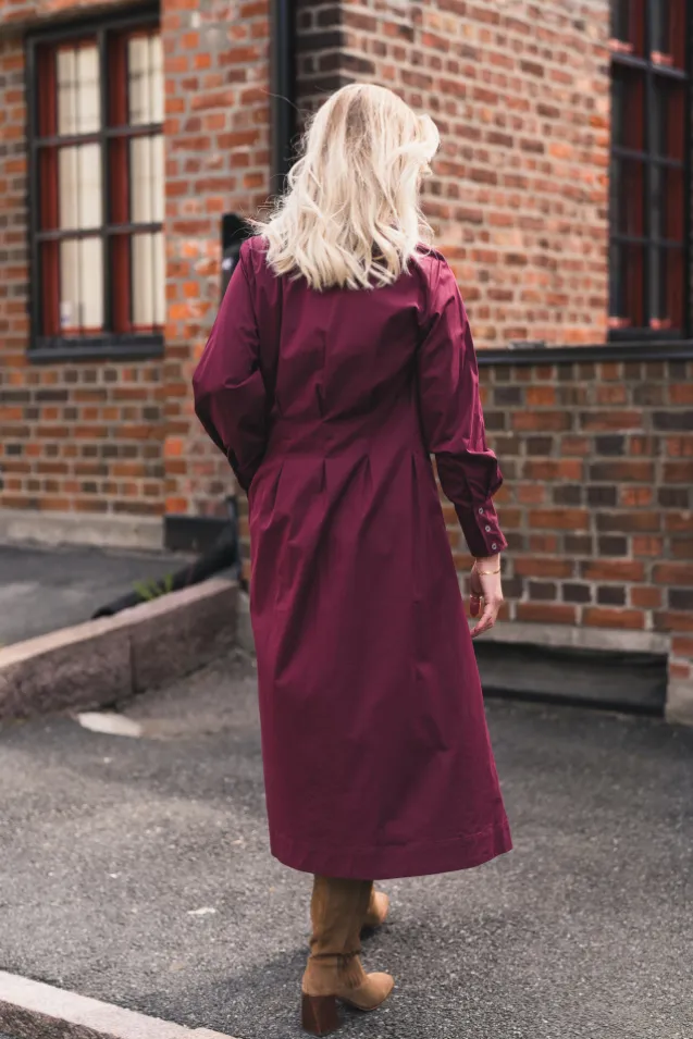Poppy Shirt Long Dress Winered
