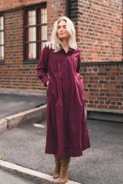 Poppy Shirt Long Dress Winered
