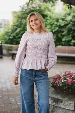 Possa Mini Check Blouse Light Pink