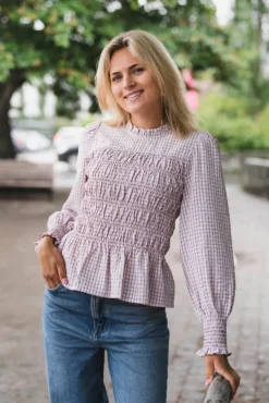 Possa Mini Check Blouse Light Pink