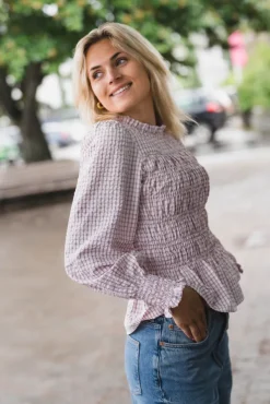Possa Mini Check Blouse Light Pink