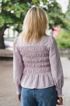Possa Mini Check Blouse Light Pink