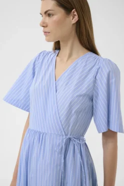 Raelynn Wrap Dress Blue And Summer Stripe
