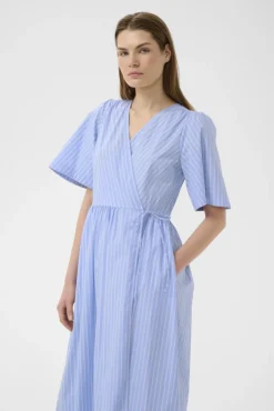 Raelynn Wrap Dress Blue And Summer Stripe