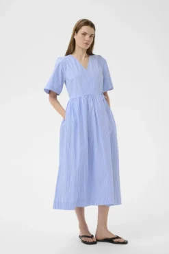 Raelynn Wrap Dress Blue And Summer Stripe