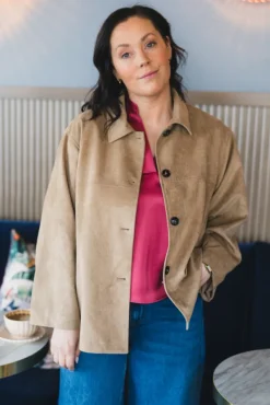 Ravina Faux Suede Jacket Sand