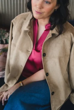 Ravina Faux Suede Jacket Sand