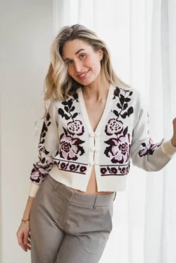 Reno LS Knit Cardigan Pristine Reno Aop