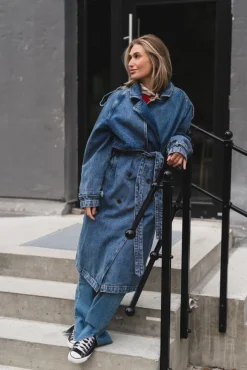 Rickie Maxi Trench Cabana Blue